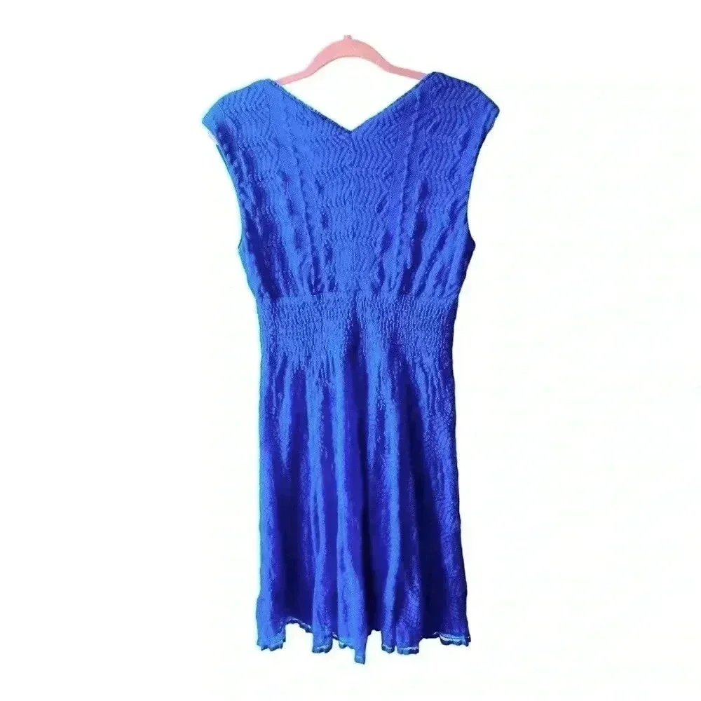 Periwinkle Blue Knit Lace Dress by DB - Picture 2 of 3